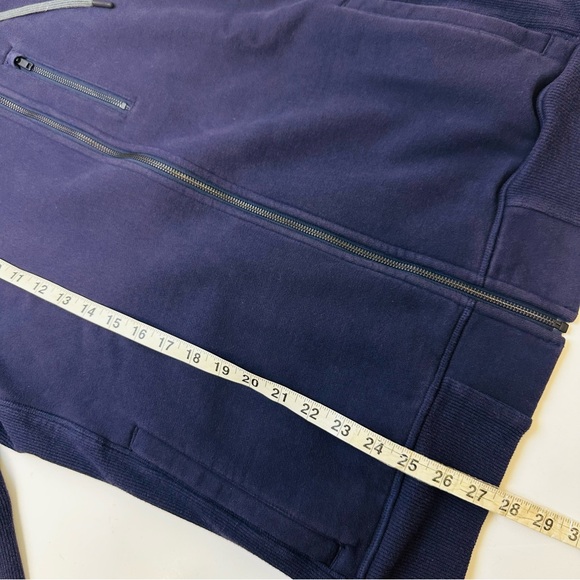 Lululemon Sequence Hoodie Cotton Fleece Ribbed Inset Panel Zip Pocket Black Swan - Picture 6 of 12